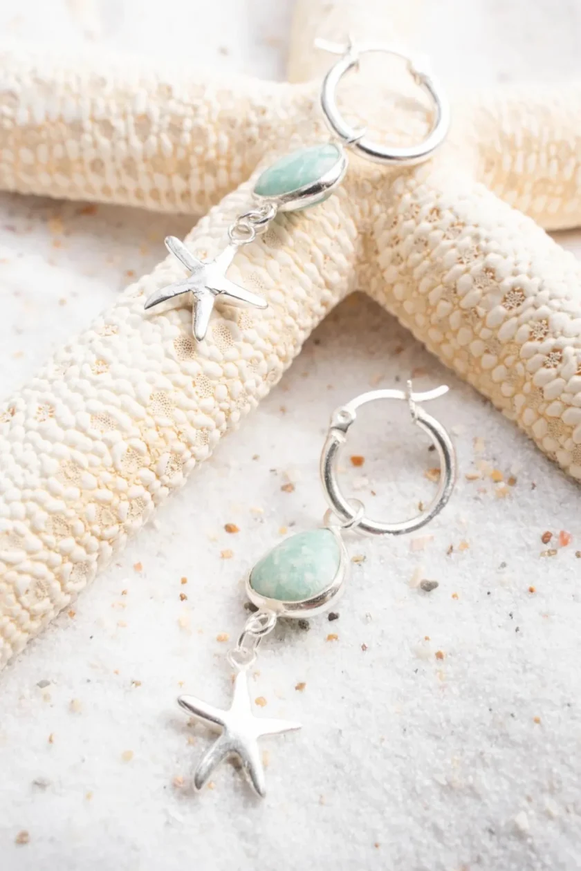 Earring Seastar Silver Aqua – Bild 4