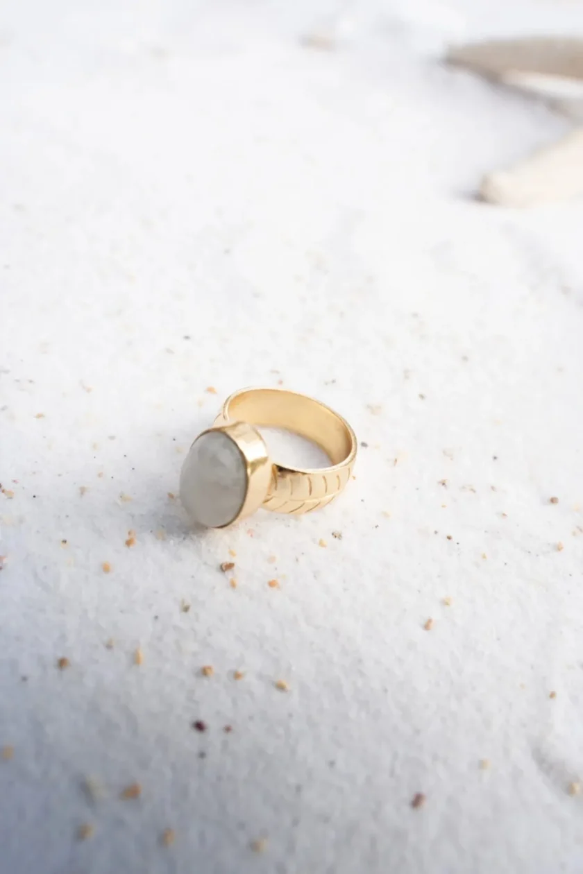 Ring Wide Stone Gold White - Imagen 2
