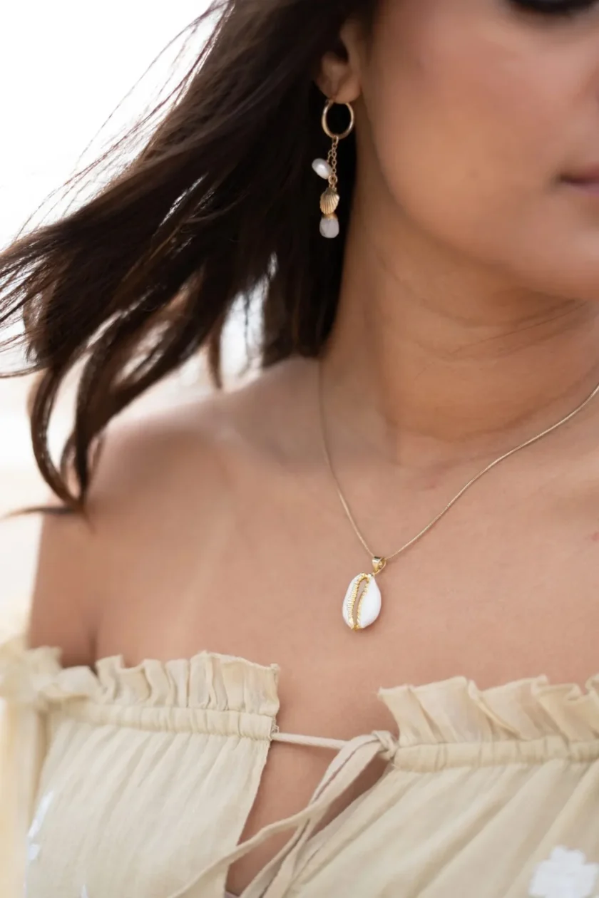 Earring Pearl Gold White – Bild 7