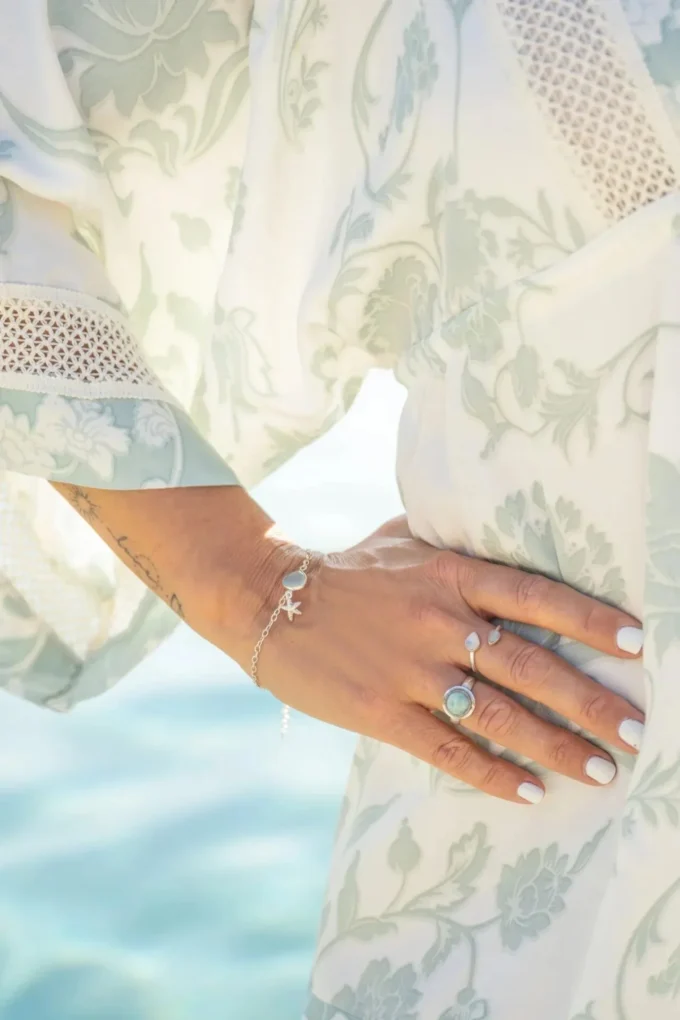 Single Bracelet Seastar Silver Aqua