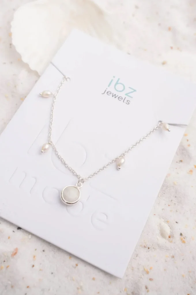 Single Enkelbandje Pearl Silver White