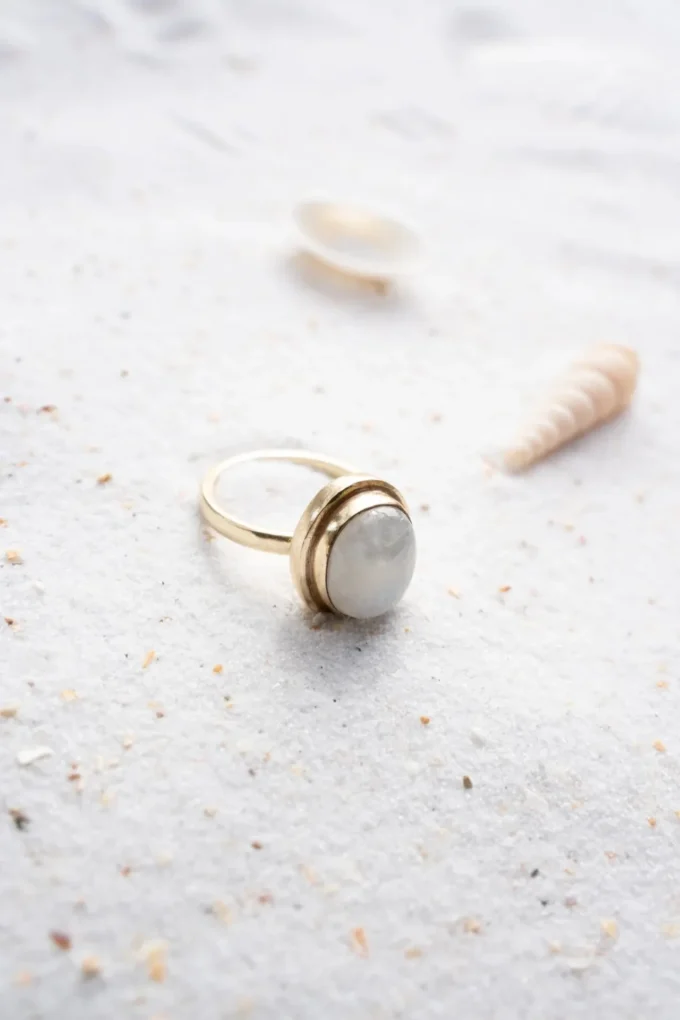 Ring Round Stone Gold White