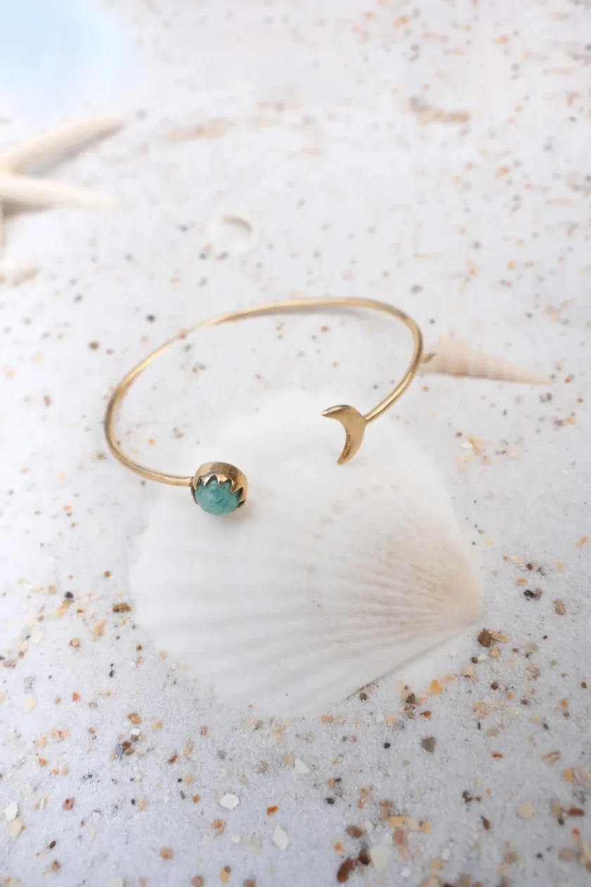 Moon Bangle Gold Aqua