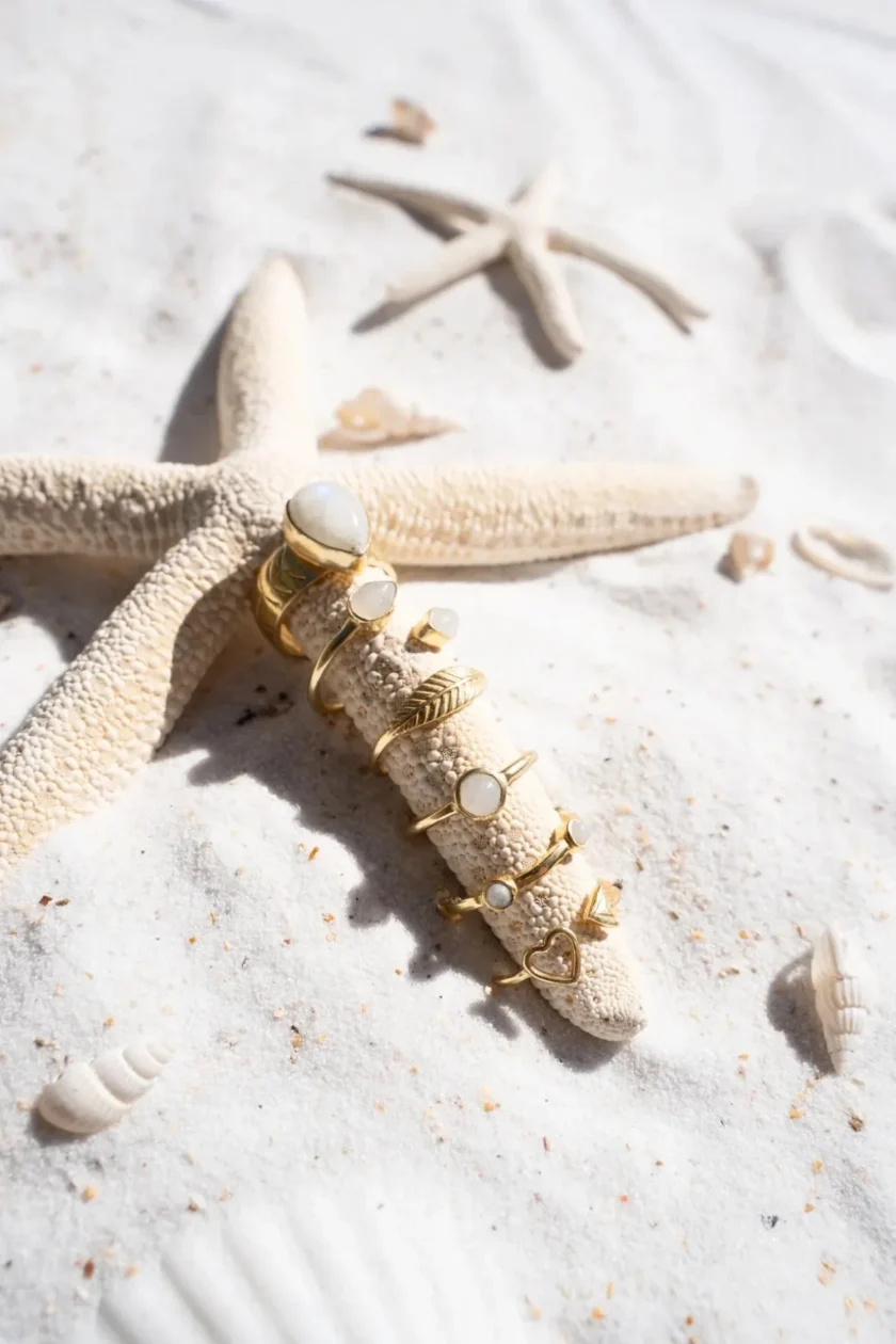 Ring Single Stone Gold White - Imagen 2