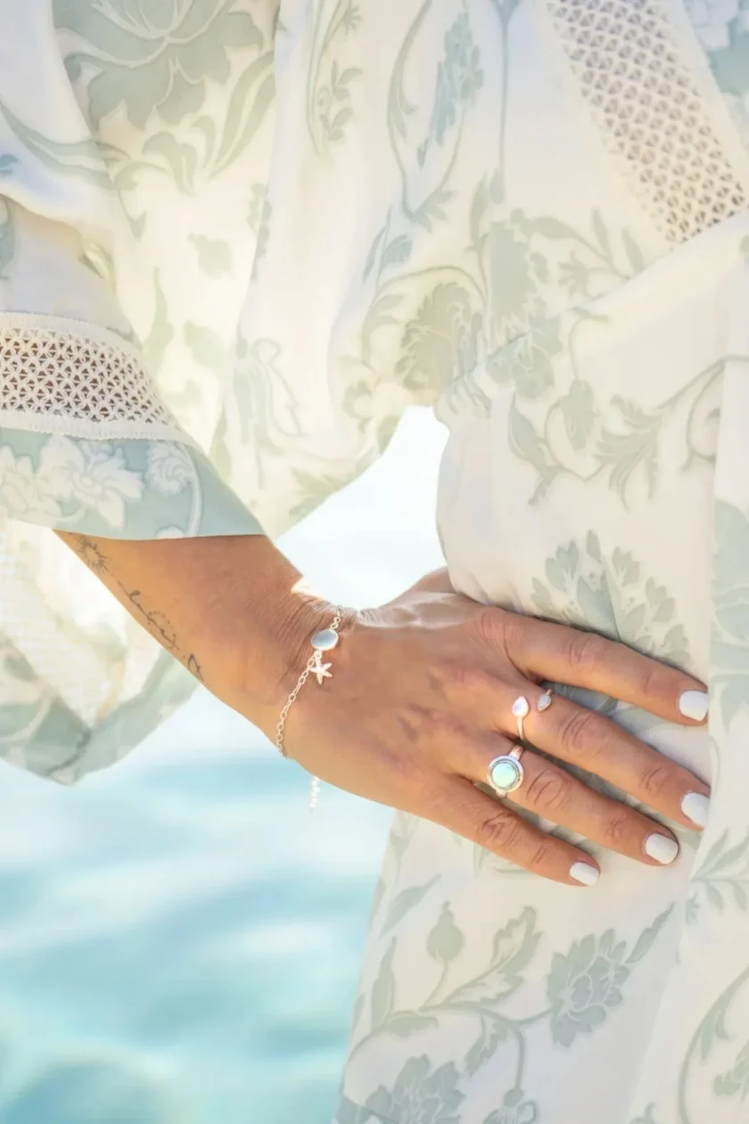 Ring Round Stone Silver White - Imagen 2