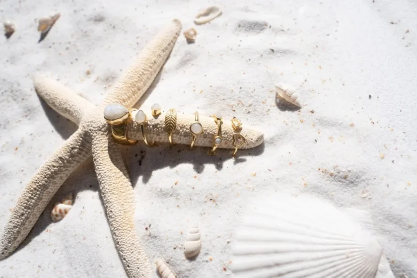 Ring Drip Stone Gold White - Imagen 3