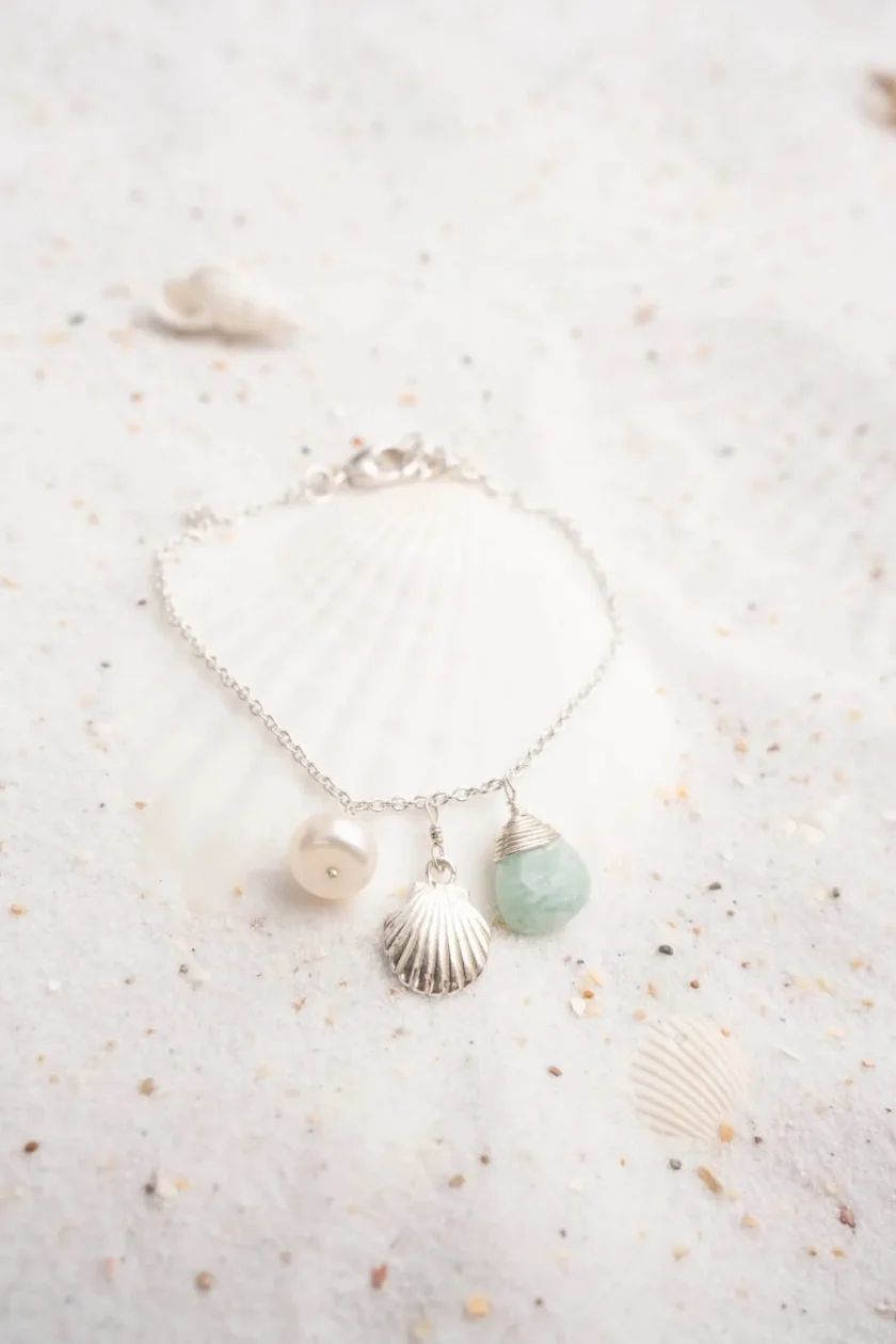 Single Bracelet Shell Silver Aqua - Afbeelding 4