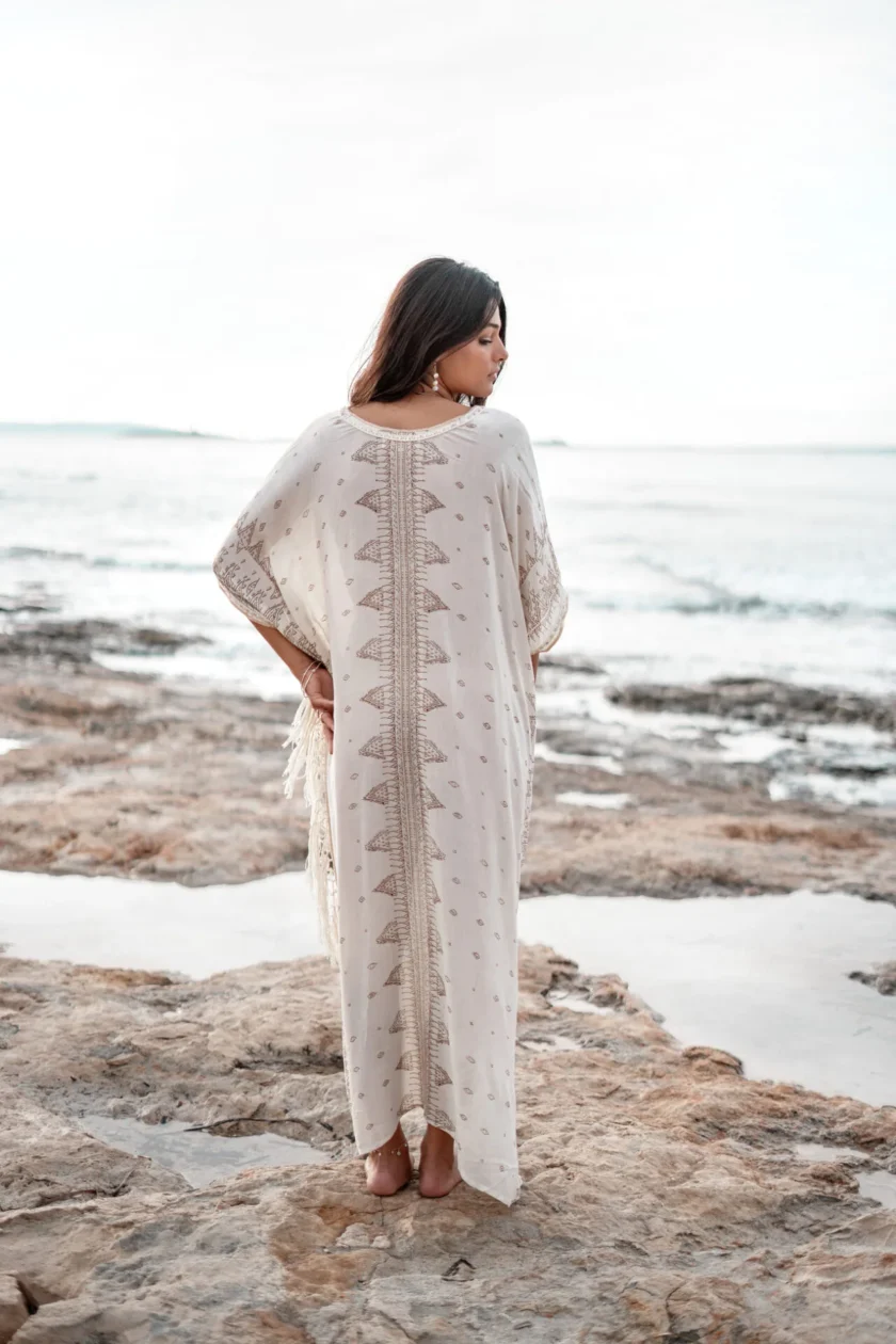 Long Kaftan Mistico Nomada Ivory - Afbeelding 6