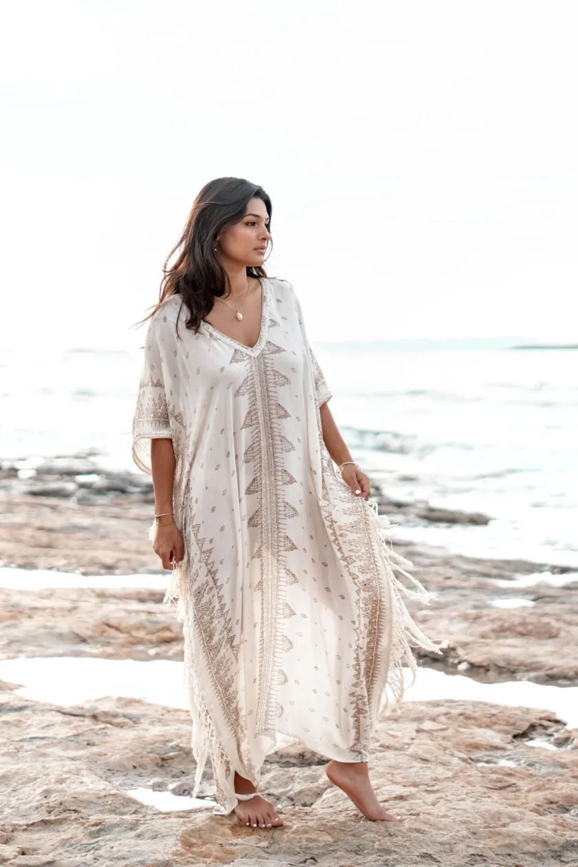 Long Kaftan Mistico Nomada Ivory - Afbeelding 8
