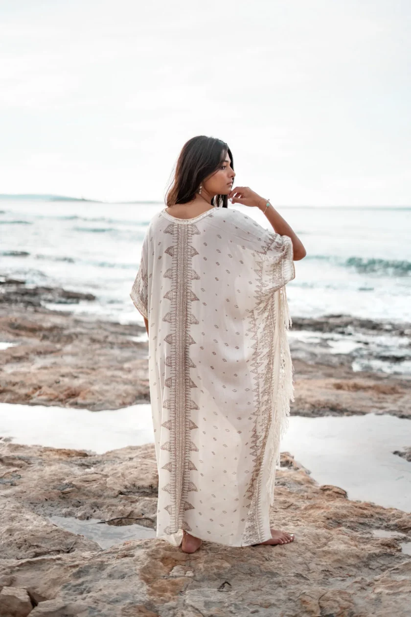 Long Kaftan Mistico Nomada Ivory - Afbeelding 3
