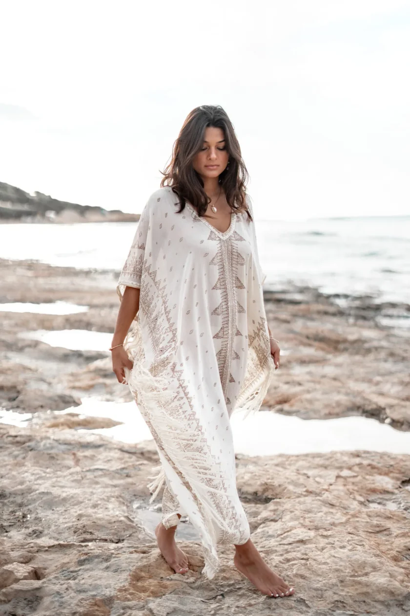 Long Kaftan Mistico Nomada Ivory - Afbeelding 9