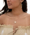 White Shell Necklace Gold - Image 5