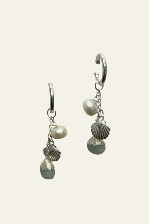 Earring Pearl Zilver Aqua