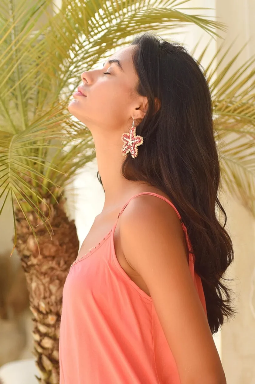 Earrings Starfish, Hot Coral - Hot Lava