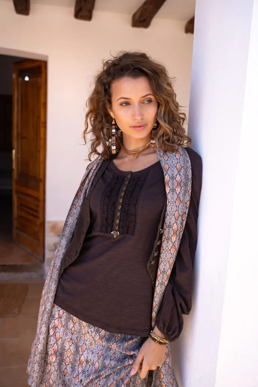 Denim Gilet Almeria Dark Brown - Afbeelding 4