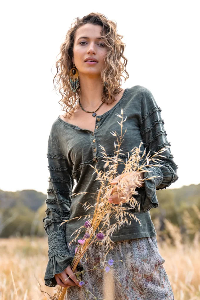 T-Shirt Rosa Lirio Dark Green, Isla Ibiza Bonita