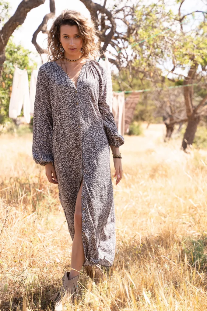 Long Dress Blouse Leopard Loja