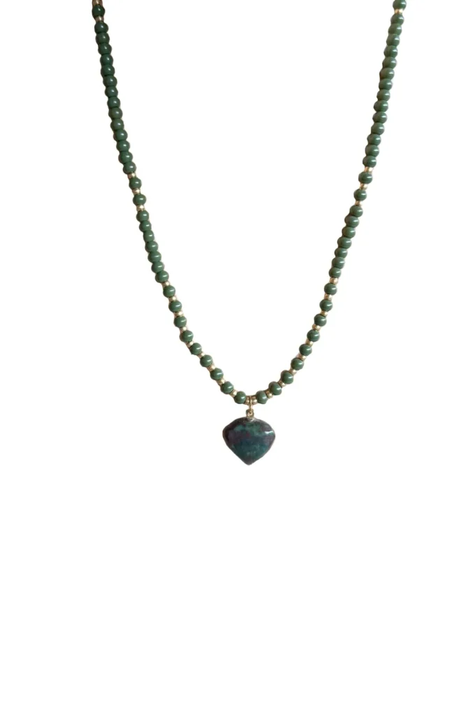 Necklace - Stones and green heart, Isla Ibiza Bonita