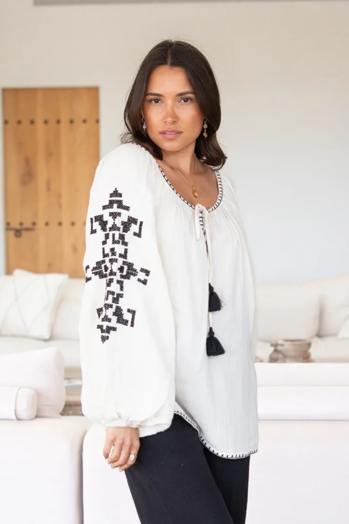 Blouse Viva Cosido Ecru