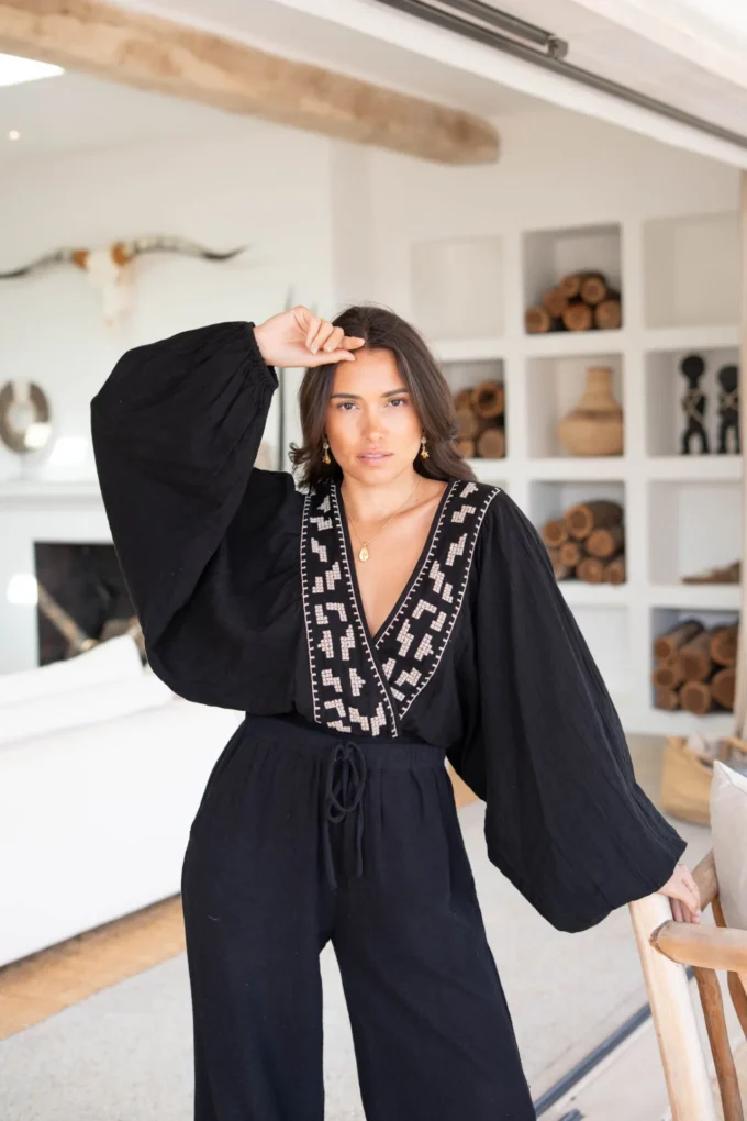 Wrap Top Alma Cosido Black