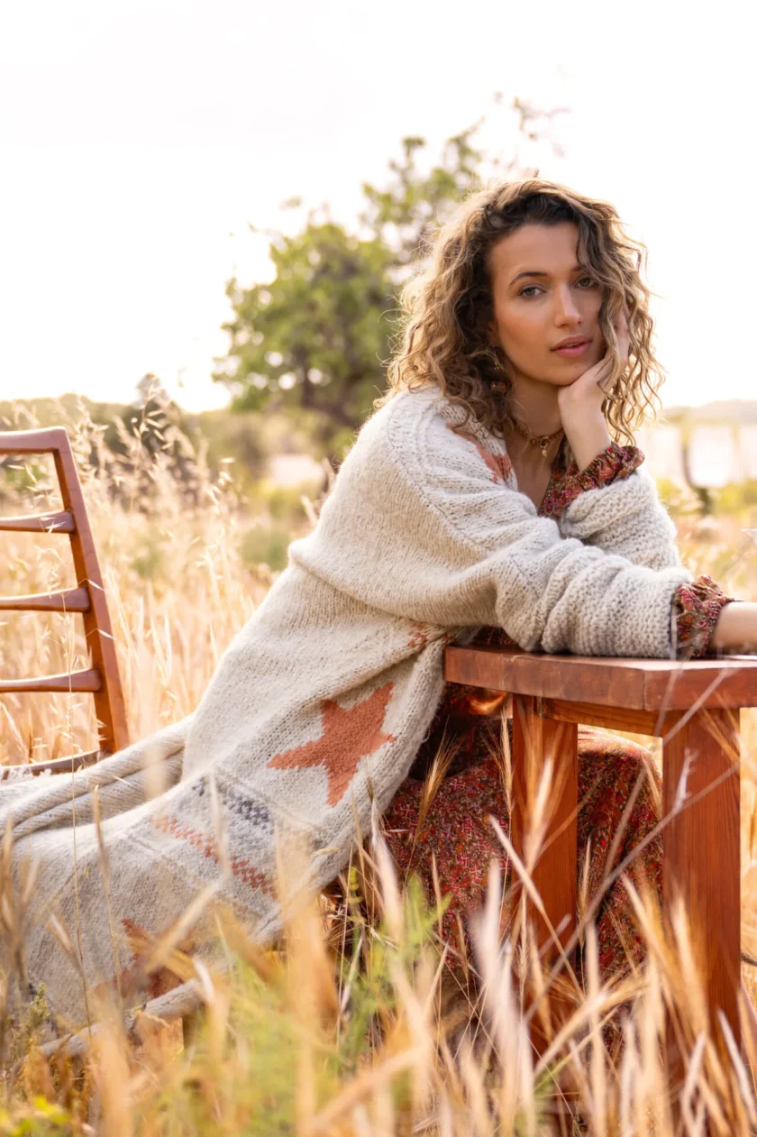 Long Cardigan La Nieve Cream - Afbeelding 3