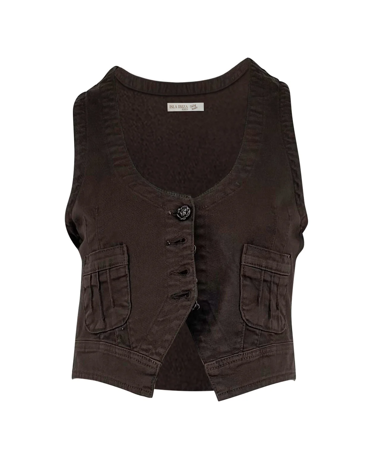 Denim Gilet Almeria Dark Brown 2 Denim Gilet Almeria Dark Brown - Image 2