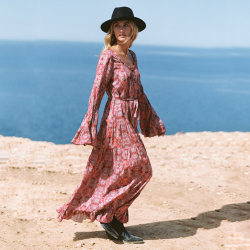 Maxi Dress Happy Feathers, Red/Pink - Isla Ibiza Bonita 5 Maxi Dress Happy Feathers, Red/Pink - Isla Ibiza Bonita – Bild 5