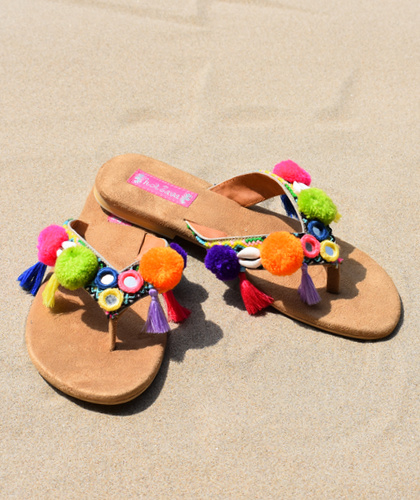 Slippers Brasil Mirror & Pompom Multi, Hot Lava 4 Slippers Brasil Mirror & Pompom Multi, Hot Lava - Afbeelding 4