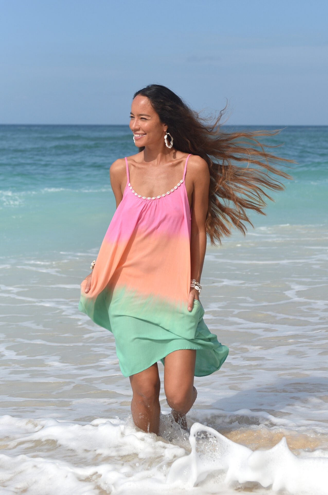 Dress Anna Short Sunny Days, Pink/Orange/Emerald - Hot Lava 4 Dress Anna Short Sunny Days, Pink/Orange/Emerald - Hot Lava - Imagen 4