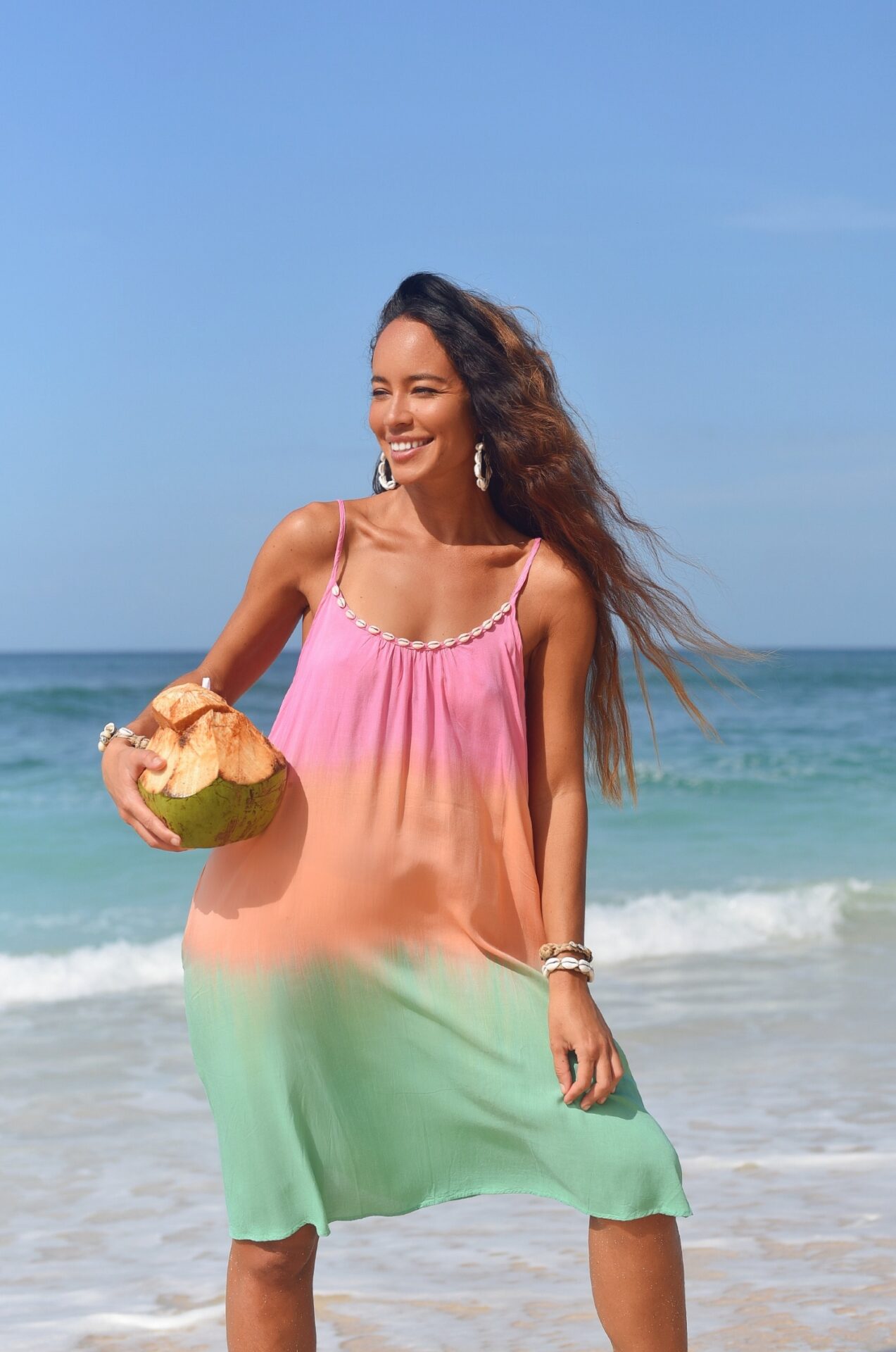 Dress Anna Short Sunny Days, Pink/Orange/Emerald - Hot Lava 3 Dress Anna Short Sunny Days, Pink/Orange/Emerald - Hot Lava - Imagen 3