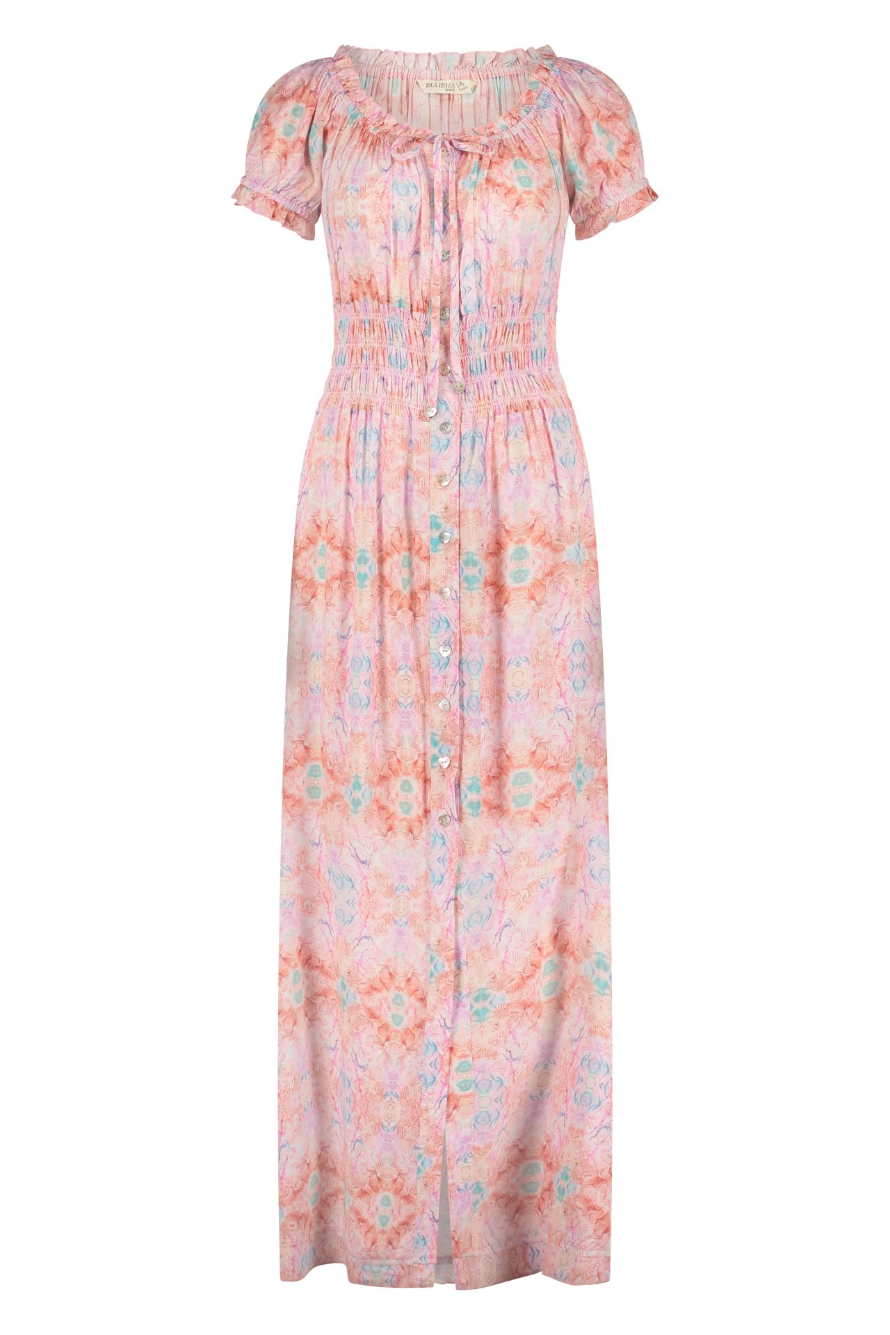 Short Sleeve Maxi Dress Dreamcatcher Mixed Colors – Pink 2 Short Sleeve Maxi Dress Dreamcatcher Mixed Colors – Pink - Afbeelding 2