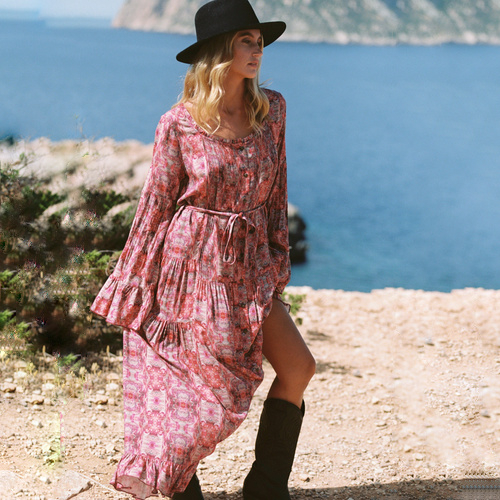Maxi Dress Happy Feathers, Red/Pink - Isla Ibiza Bonita 6 Maxi Dress Happy Feathers, Red/Pink - Isla Ibiza Bonita – Bild 6